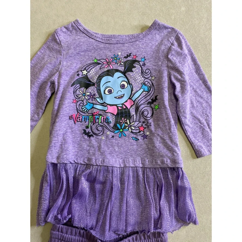 Disney Vampirina Purple Peplum Top and Joggers Outfit Set Kids 3T Long Sleeve